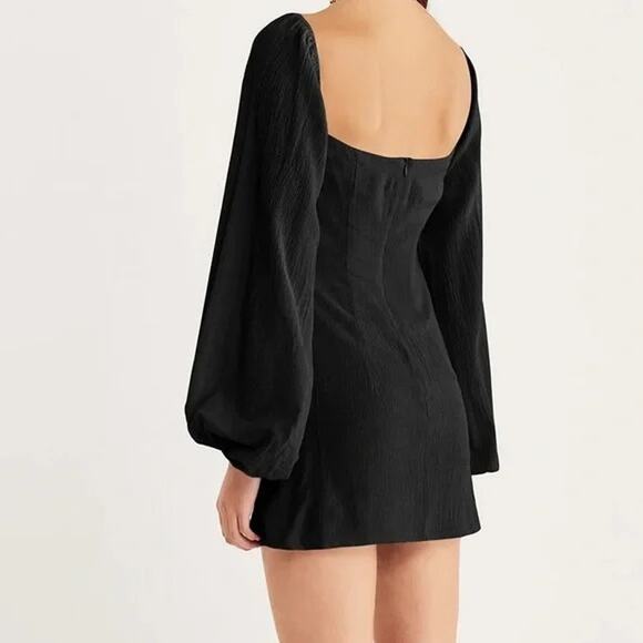 NWT Rumer The Camille Mini Dress Low Back Gathered Chest Front Cutout M Black - Picture 5 of 15